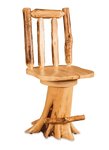 Amish Handcrafted Rustic Tree Stump Dining Chair with Stump Base