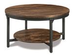 Houston 38" Round Solid Top Coffee Table with Shelf