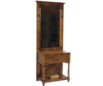 Amish Handcrafted Entryway Hall Tree Console Table with Mirror shown in Brown Maple with Earthone Stain