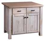 Two Door & Drawer Central Island Bar with Rough Sawn Barnwood Base and Oiled Hard Maple Butcher Block Top