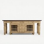 Solid Wood Farmhouse 92" Kitchen Island - Custom Option