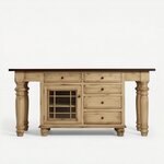 Solid Wood Farmhouse 75" Kitchen Island - Custom Option