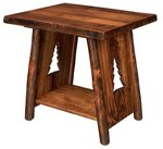 Amish 27 Wide Handcrafted Elijah Rustic Wood End Table with Live Edge Top Shown in Brown Maple with  Asbury Stain