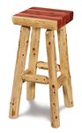 Amish Rustic Log Backless Bar or Counter Stool with Square Seat
