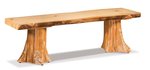 Amish Rustic Tree Stump Log Flat Bench with Optional Footrest
