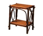 Amish Rustic Hickory Wood End Table with Solid Shelves - Quick Ship shown in Maple with Michaels Cherry Stain
