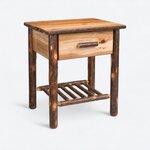 Amish Rustic Hickory Wood Night Stand - Quick Ship