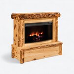 Amish 48" Rustic Log Wall Mantel with Electric Fireplace Insert