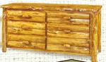Quick Ship Rustic Log Six Drawer Dresser