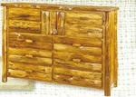 Quick Ship Rustic Log 10 Drawer 1 Door Dresser