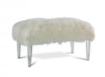 Lily Leather Ottoman with Acrylic Legs