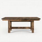 Amish Dutton Rough Sawn Wormy Maple Wood Trestle Dining Table