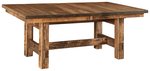 Amish Dutton Rough Sawn Wormy Maple Wood Trestle Dining Table