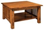 Amish Trinity Mission Square Coffee Table with Tapered Legs and Exposed Tenons