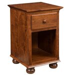 Amish Solid Wood Luellen Nightstand with Bun Feet - Choose Style shown in Brown Maple with Michaels Cherry Stain