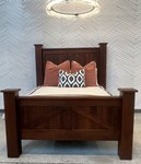 Amish Ox Bow Farmhouse Post Bed with Thick Squared Posts and Shiplap-Styled Headboard and Footboard