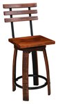 Rustic Bar Stool with Round Steel and Solid Wood Seat
