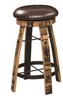 Rustic Bar Stool with Round Steel & Cushion