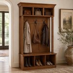 Amish Handcrafted Claremore Hall Seat with Cubbies for Entryway