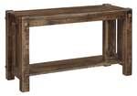 Amish Dutton Rough Sawn Wood Console Table Shown in Rough sawn Brown Maple with Almond Stain.