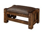 Amish Rustic Rough Sawn Wood Dutton Upholstered Ottoman