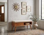 Amish Mid‑Century Modern Entryway Upholstered Storage Bench - Choose Size