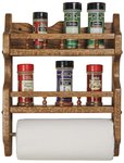 Oak Spice Rack-Double With Paper Towel Holder