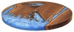 Artistic Walnut Wood Lazy Susan with Blue River Epoxy