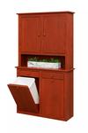 Recycling Trash Bin Cabinet with Hutch