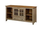Pine Glass Door TV Console