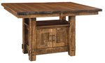 Amish Dutton Rough Sawn Brown Maple Wood Counter Height Cabinet Dining Table