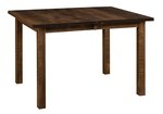 Amish Elan Rustic Rough Sawn Wormy Maple Wood Leg Dining Table