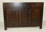 In-Stock Mission Kitchen Island Base Only in Brown Maple with Rich Tobacco Stain and Standard Distressing