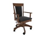 upholstered modern office chair Shown in: Brown Maple finished with  FC-40592 Earthtone Seat and Back Shown in: Black Leather