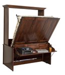 Outlet: Oak Wood Vertical Murphy Wall Bed and Desk In-Stock