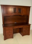 Outlet: Cherry Jamestown Credenza Desk with Hutch Top In-Stock
