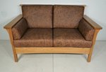 Outlet: Cherry High Back Slat Mission Loveseat In-Stock