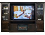 Amish Hyde Park Electric Fireplace Entertainment Center Wall Unit - DutchCrafters Exclusive