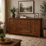 Amish Timberleaf Mission Office Credenza Cabinet