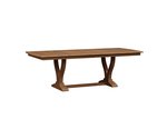 Amish Solid Wood Manhattan Trestle Dining Table shown in Brown Maple with Almond Stain