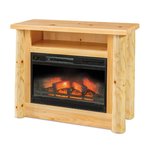 Amish 39 Pine Log Wood Mantel with Electric Fireplace Insert shown in Plain Pine
