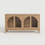 Amish Cade Modern Large Sideboard with Arched Glass Doors