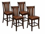 Outlet Amish White Oak Wood Fenmore Bar Stool Set In-Stock (Set of 4)