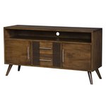 The Mid Century Modern Style Pelham Mid Century TV Stand Handcrafted From Brown Maple Wood with Asbury Brown Finish