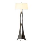 Hubbardton Forge Moreau Floor Lamp with Natural Anna Shade on White Background