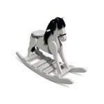 Small Deluxe Amish White Lace Paint with Black Mane Rocking Horse In-Stock