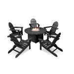 POLYWOOD® Classic Folding Adirondack 6-Piece Conversation Set with Fire Pit Table