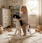 Little Pioneer Wooden Rocking Horse - White Lace Finish In-Stock