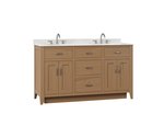 Amish Fennimore Double Sink Vanity Cabinet Base Only shown in Rustic Hickory with Tundra Stain