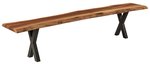 Amish Denton Live Edge Rustic Walnut Wood Backless Bench with Metal X-Base - Quick Ship